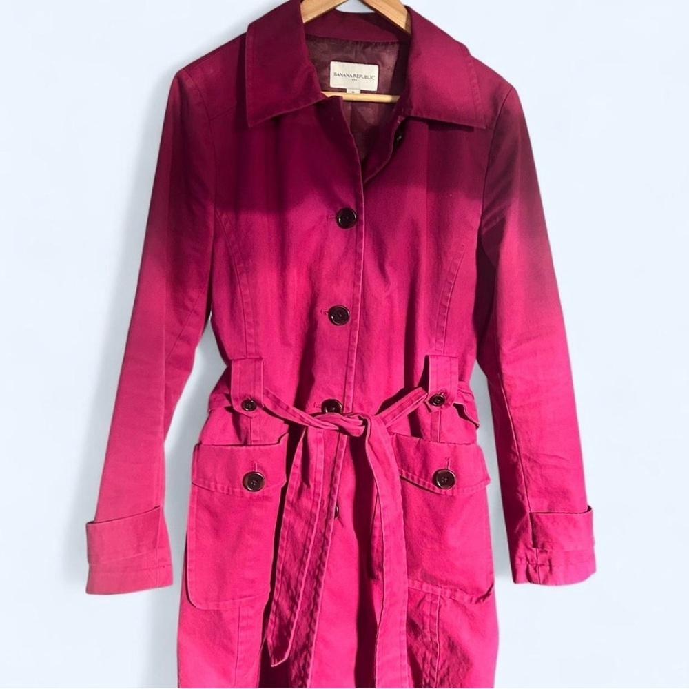 Banana Republic Fuchsia Trench Coat - Picture 2 of 6